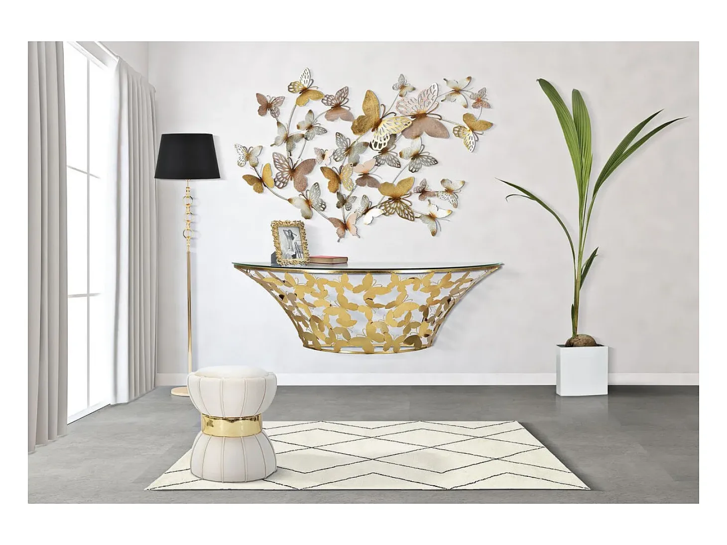 Mesa de Centro VKH554, Ouro, 120x40,5x37,2 cm, Kendra Home