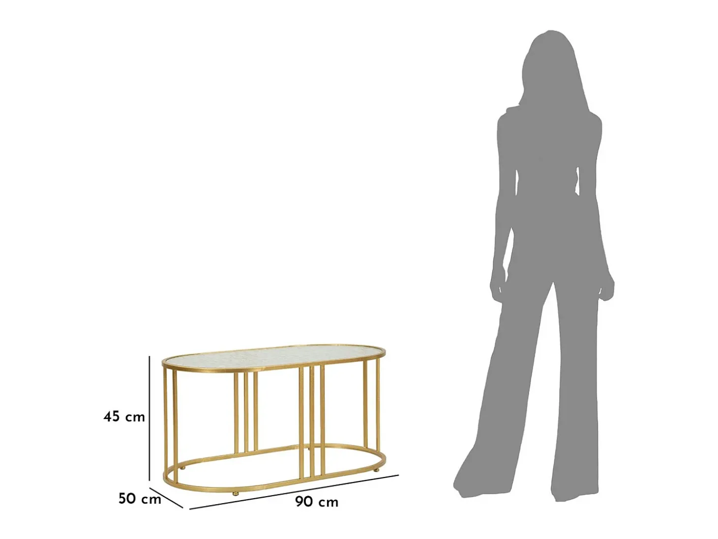 Mesa de Centro VKH797, Ouro, 90x50x45 cm, Kendra Home