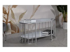 Mesa de Centro VKH793, Prata, 90x50x45 cm, Kendra Home
