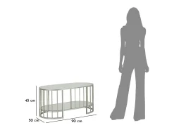 Mesa de Centro VKH793, Prata, 90x50x45 cm, Kendra Home