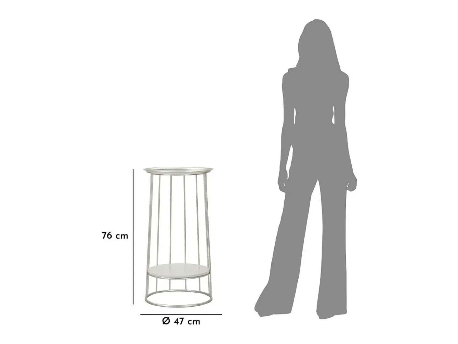 Mesa de Centro VKH583, Prata, 40x40x76 cm, Kendra Home
