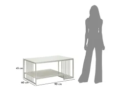 Mesa de Centro VKH790, Prata, 90x45x60 cm, Kendra Home