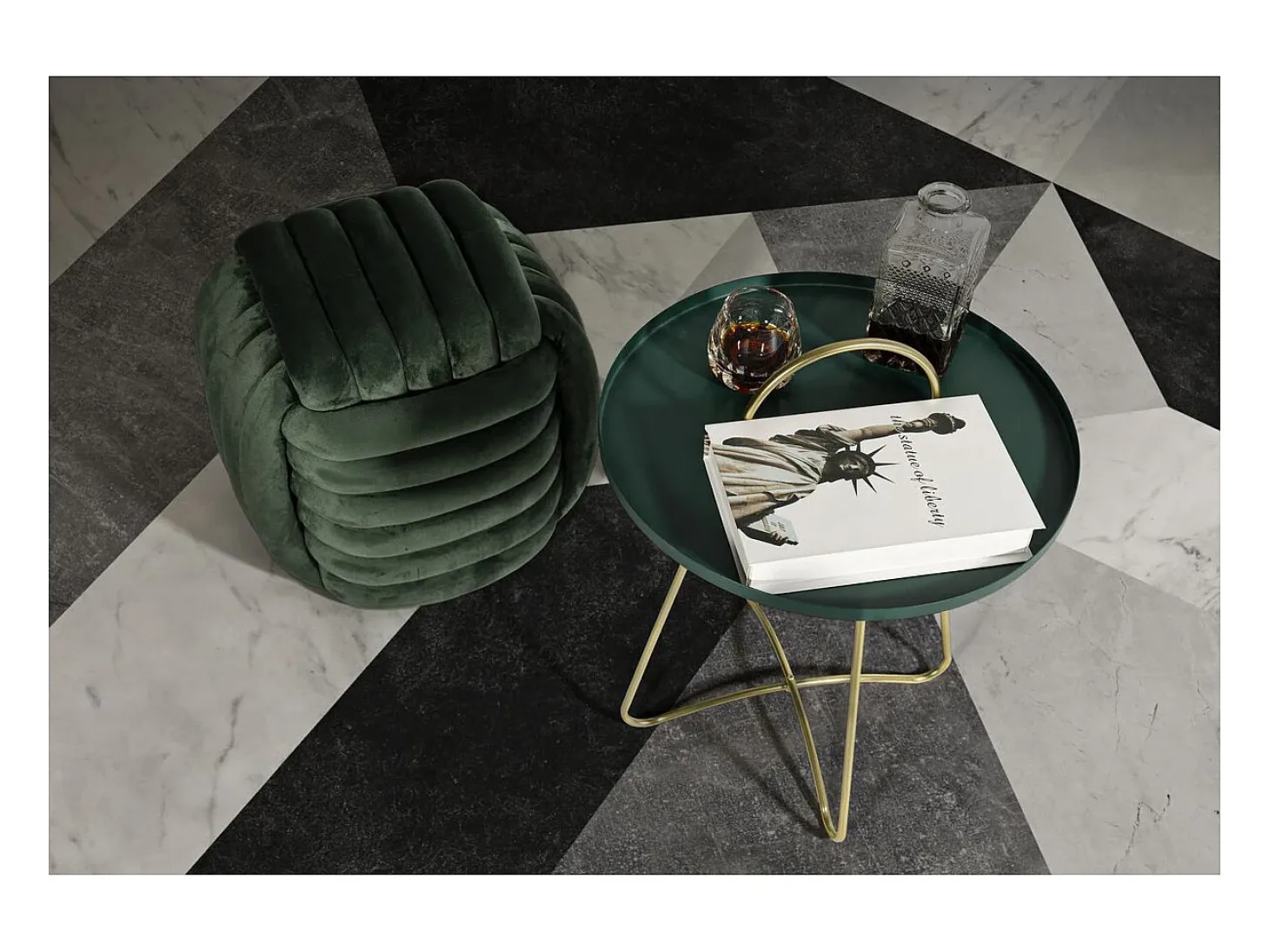 Mesa de Centro VKH525, Verde, 45x45x59 cm, Kendra Home