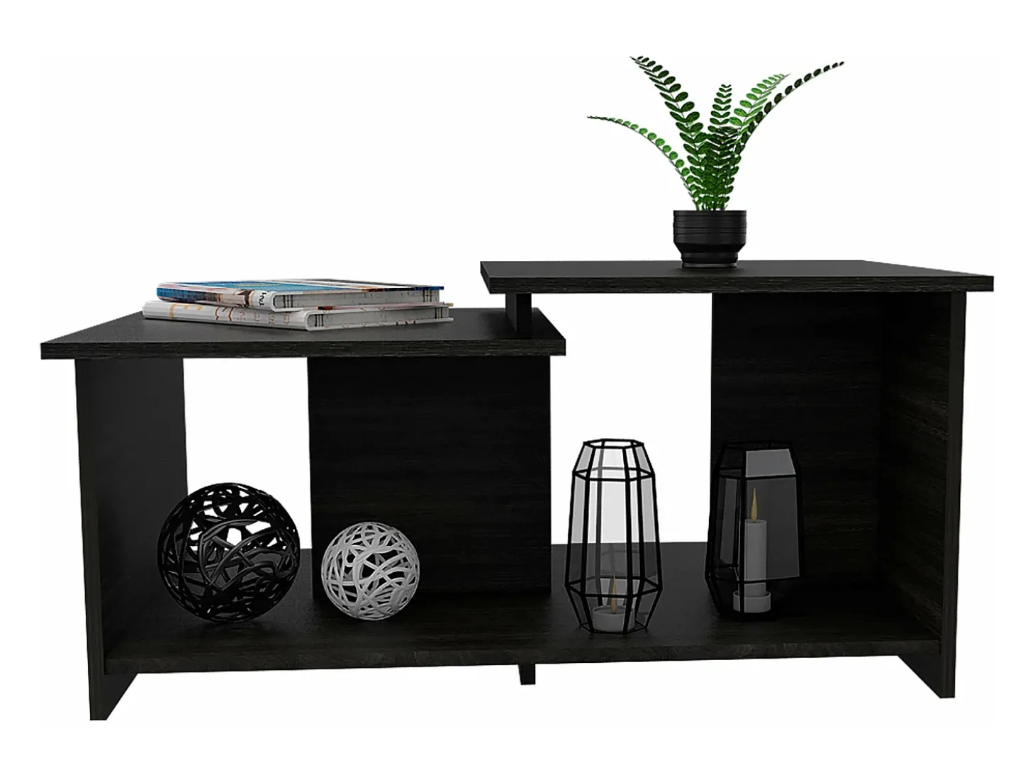 Mesa de centro Wema em melamina, com arrumação aberta, 41.91 cm X 89 cm X 53 cm , Cinzento / Prata
