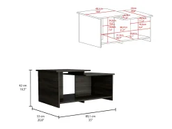 Mesa de centro Wema em melamina, com arrumação aberta, 41.91 cm X 89 cm X 53 cm , Cinzento / Prata