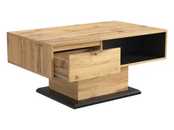 Mesa de centro 100x60cm com gaveta, madeira natural clara