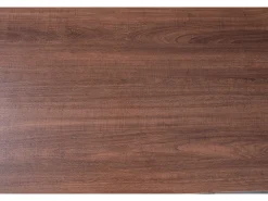 Mesa de centro 110x55cm em folheado de nogueira com rattan, amplo espaço de armazenamento, Natural Escuro