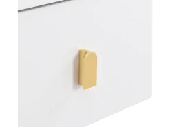 Mesa de centro 108x50x40 cm - com 2 gavetas - puxadores e pés dourados - branco