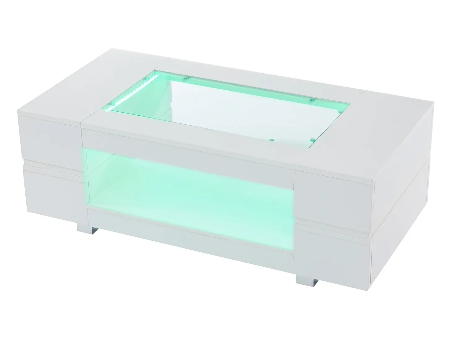 Mesa de centro 100x50x35 cm - com iluminação LED - amplo armazenamento - branco