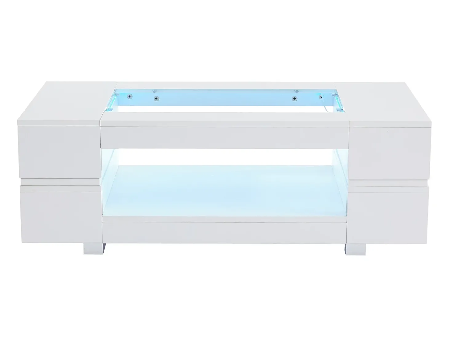 Mesa de centro 100x50x35 cm - com iluminação LED - amplo armazenamento - branco