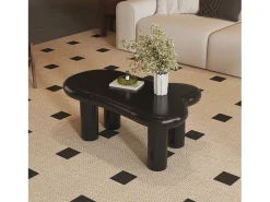 Mesa de centro 98x65.5x40 cm - forma de nuvem - 1 gaveta - com iluminação LED - preto