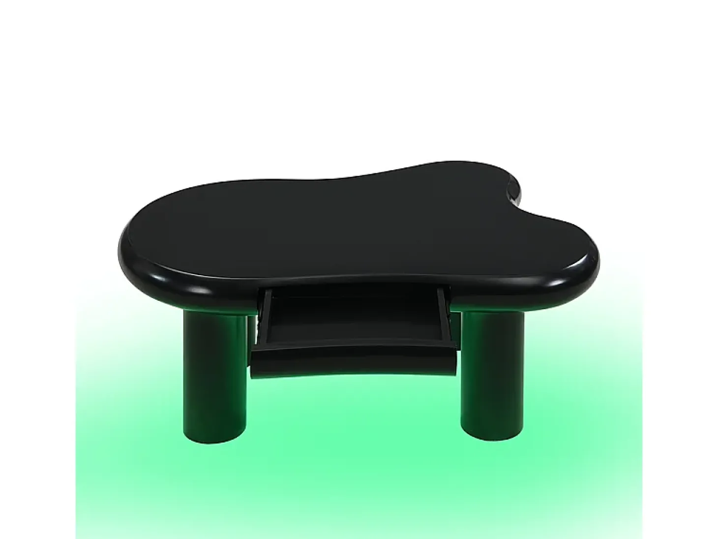 Mesa de centro 98x65.5x40 cm - forma de nuvem - 1 gaveta - com iluminação LED - preto