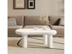 Mesa de centro 98x65.5x40 cm - forma de nuvem - 1 gaveta - com iluminação LED - branco