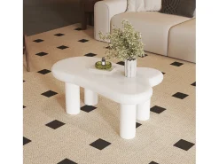 Mesa de centro 98x65.5x40 cm - forma de nuvem - 1 gaveta - com iluminação LED - branco