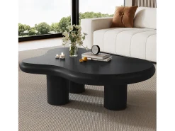 Mesa de centro 97x67x32 cm - Forma de nuvem - Acabamento laqueado - MDF - Preto