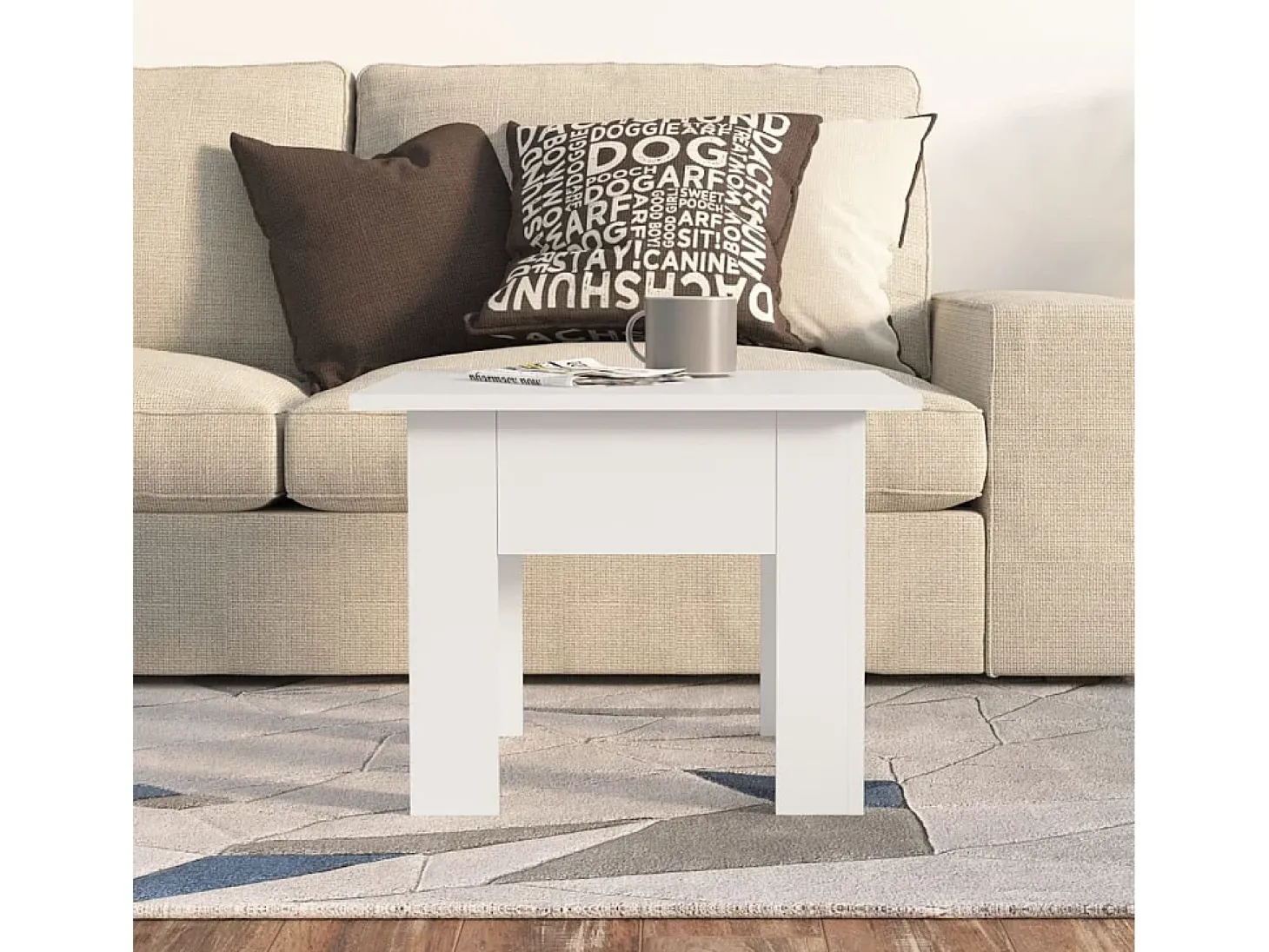 Mesa de centro 55x55x42 cm aglomerado branco PT395264