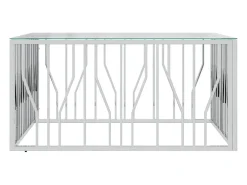 Mesa de centro 100x100x50 cm aço inoxidável e vidro
