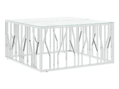 Mesa de centro 100x100x50 cm aço inoxidável e vidro prateado