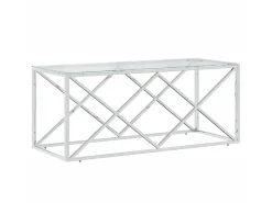 Mesa de centro 110x45x45 cm aço inoxidável e vidro PT566234
