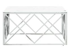 Mesa de centro 80x80x40 cm aço inoxidável e vidro prateado PT311558
