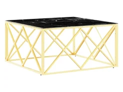Mesa de centro 80x80x40 cm aço inoxidável e vidro dourado