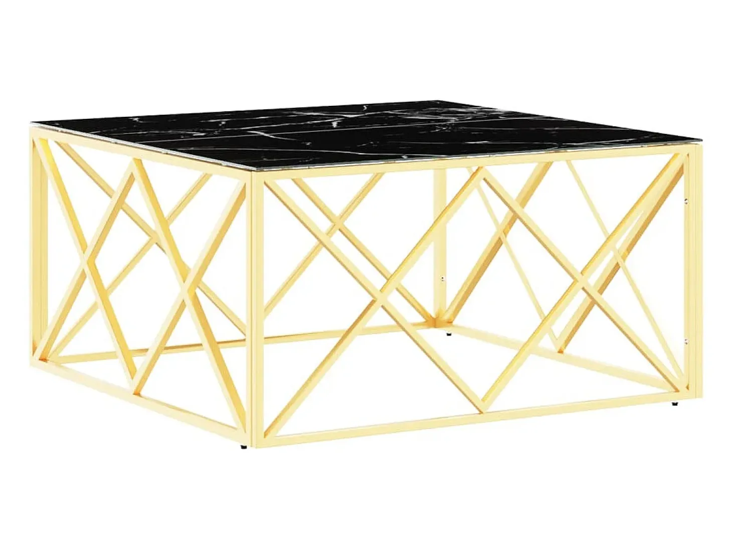 Mesa de centro 80x80x40 cm aço inoxidável e vidro dourado