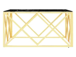 Mesa de centro 80x80x40 cm aço inoxidável e vidro dourado