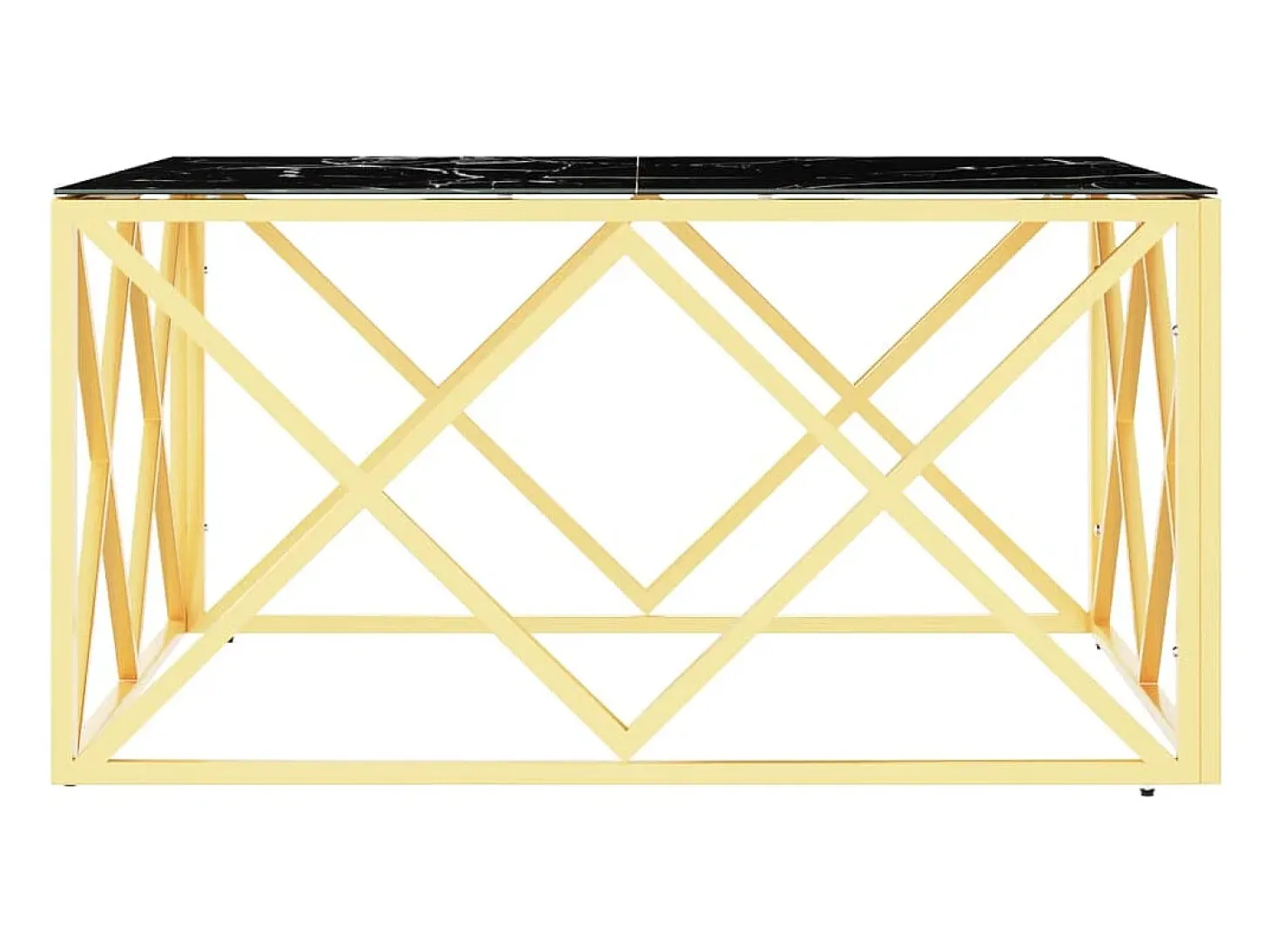 Mesa de centro 80x80x40 cm aço inoxidável e vidro dourado