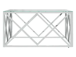 Mesa de centro 80x80x40 cm aço inoxidável e vidro PT936026