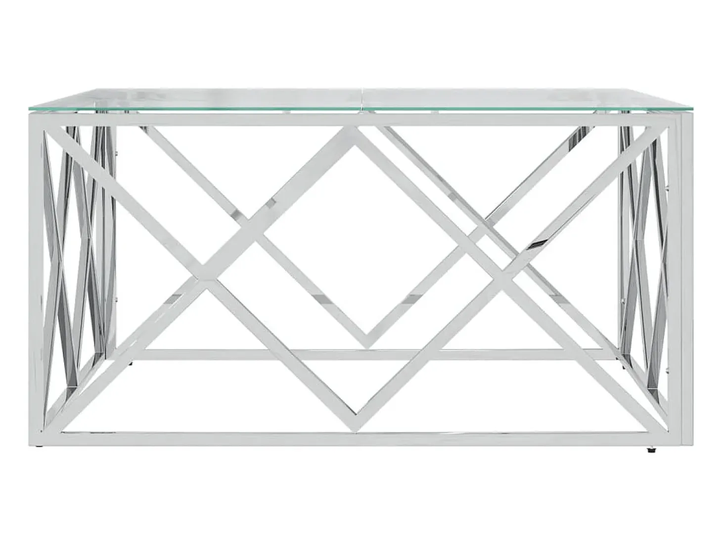 Mesa de centro 80x80x40 cm aço inoxidável e vidro PT936026