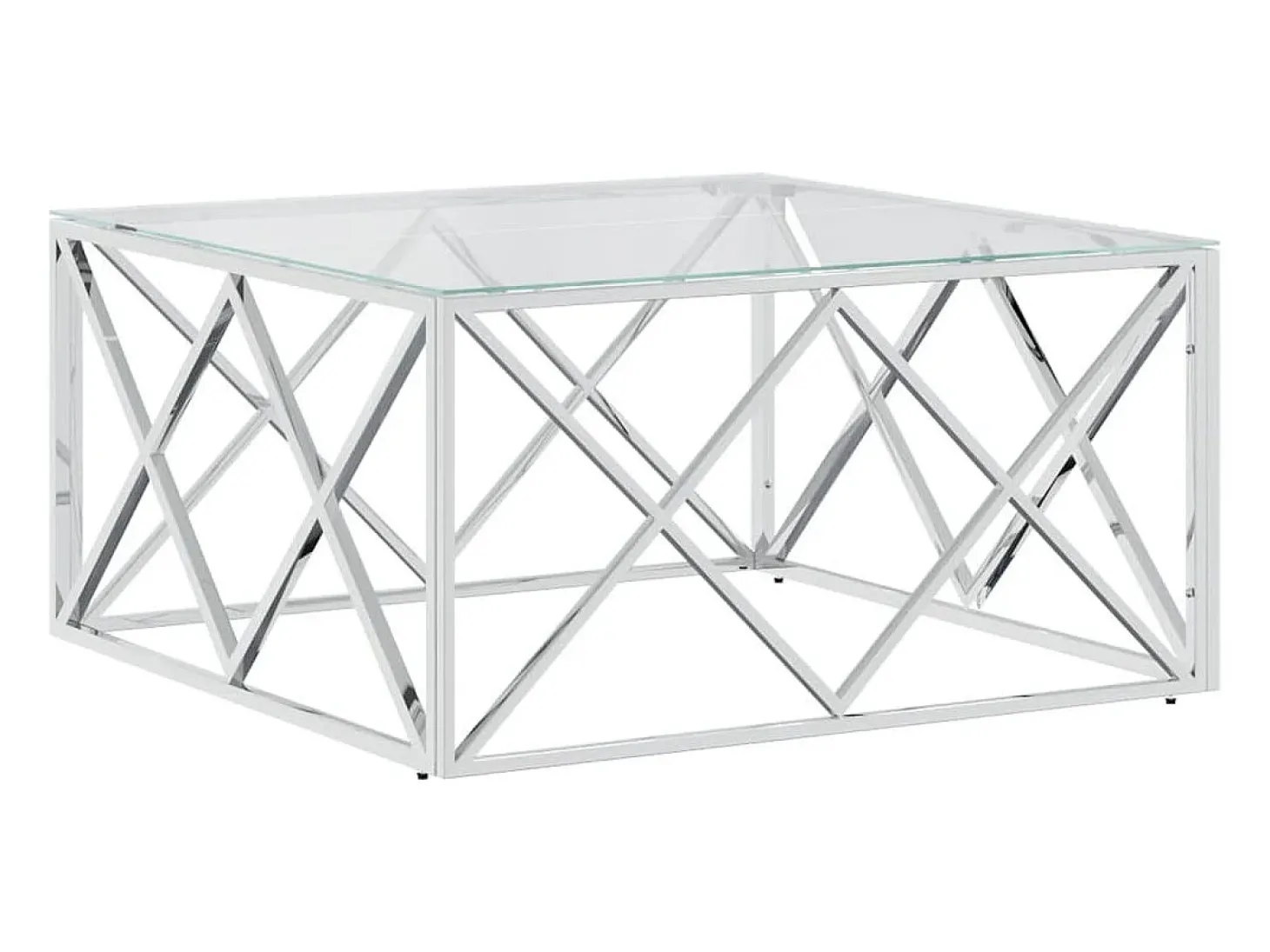 Mesa de centro 80x80x40 cm aço inoxidável e vidro PT936026
