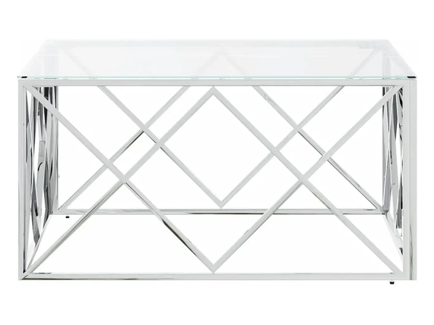 Mesa de centro 80x80x40 cm aço inoxidável e vidro PT936026
