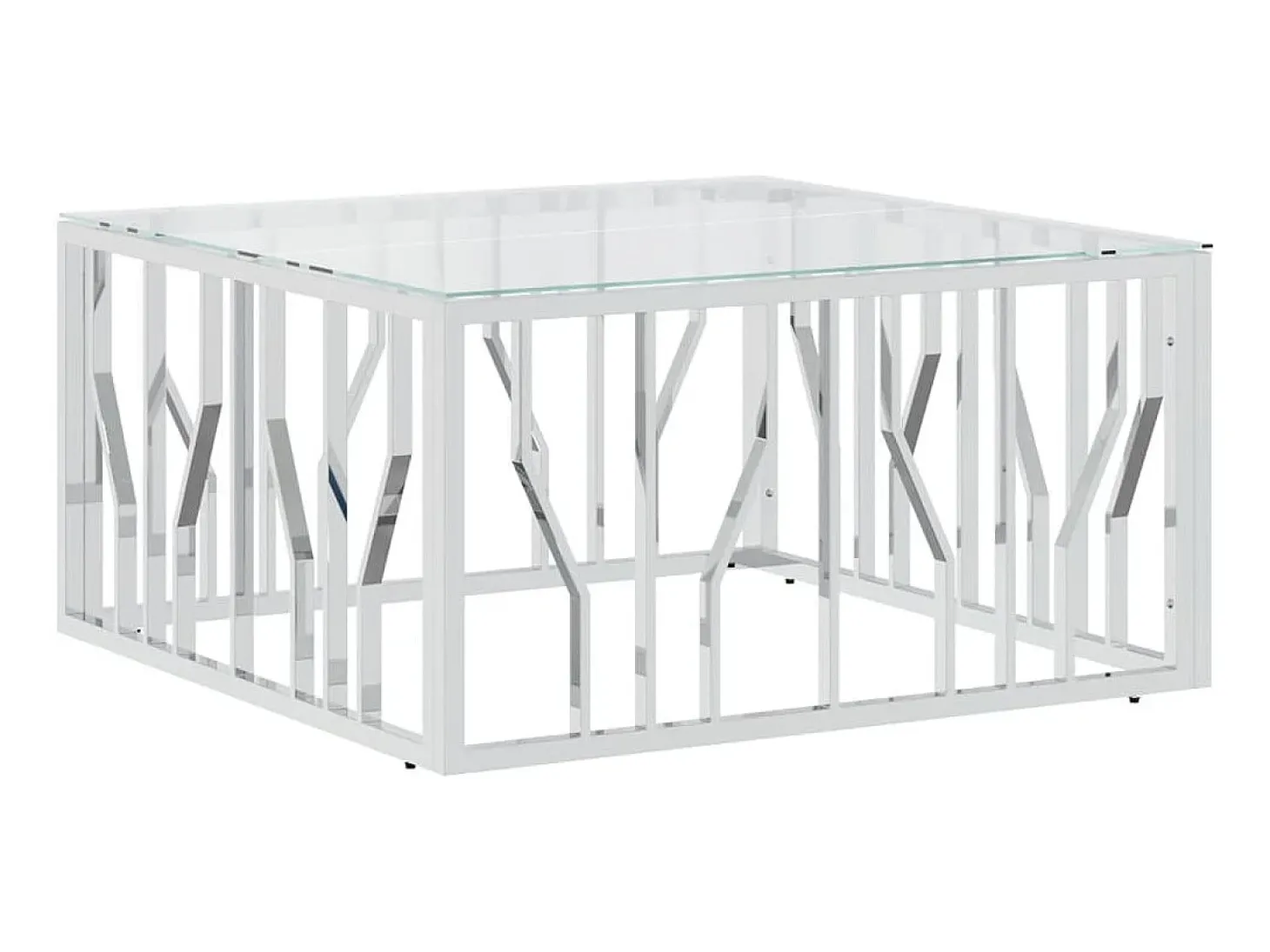 Mesa de centro 80x80x40 cm aço inoxidável e vidro PT936359