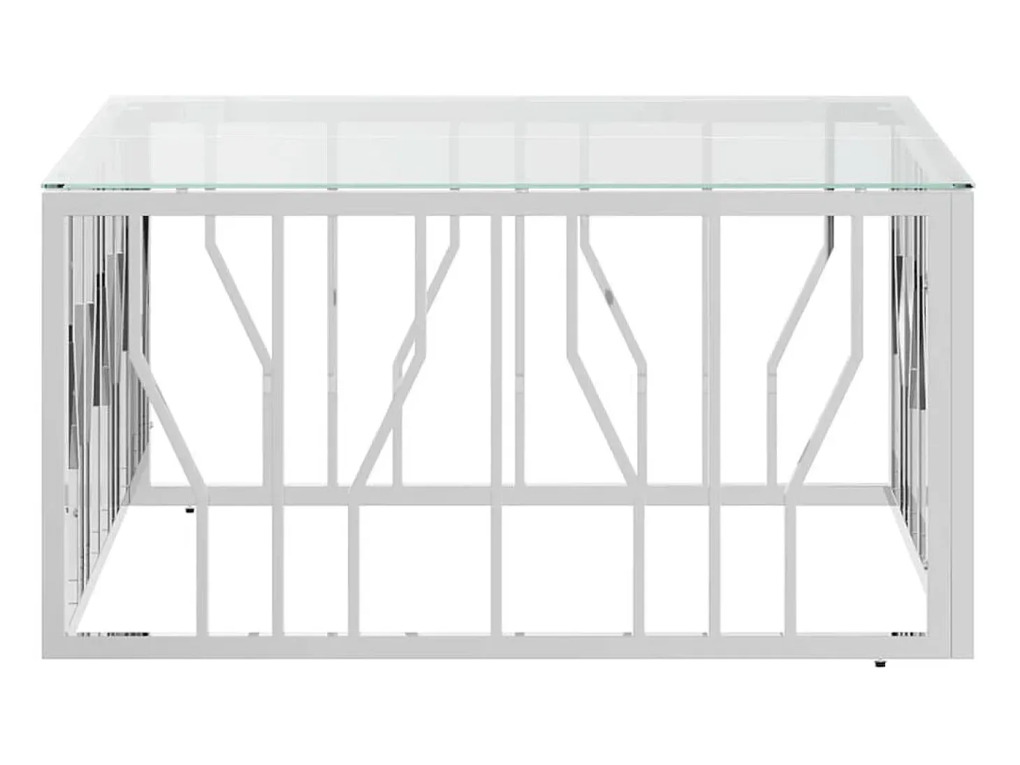 Mesa de centro 80x80x40 cm aço inoxidável e vidro PT936359