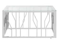 Mesa de centro 80x80x40 cm aço inoxidável e vidro PT936359