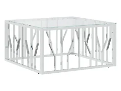 Mesa de centro 80x80x40 cm aço inoxidável e vidro