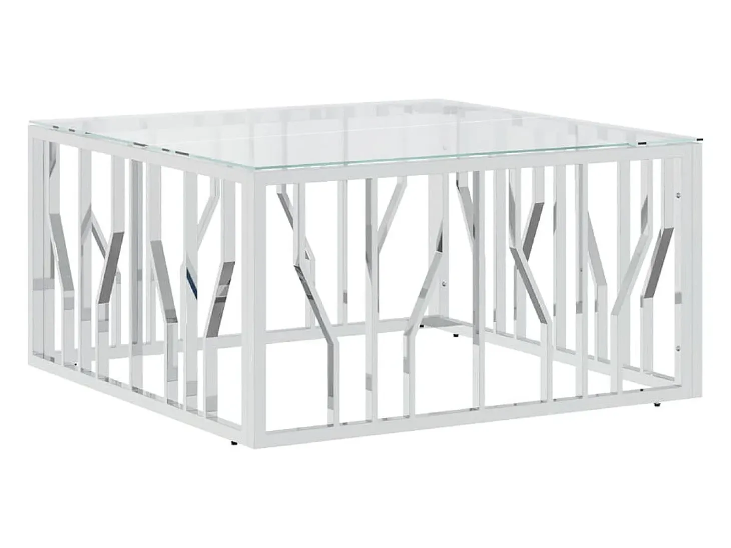 Mesa de centro 80x80x40 cm aço inoxidável e vidro