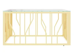 Mesa de centro 80x80x40 cm aço inoxidável e vidro dourado PT537770