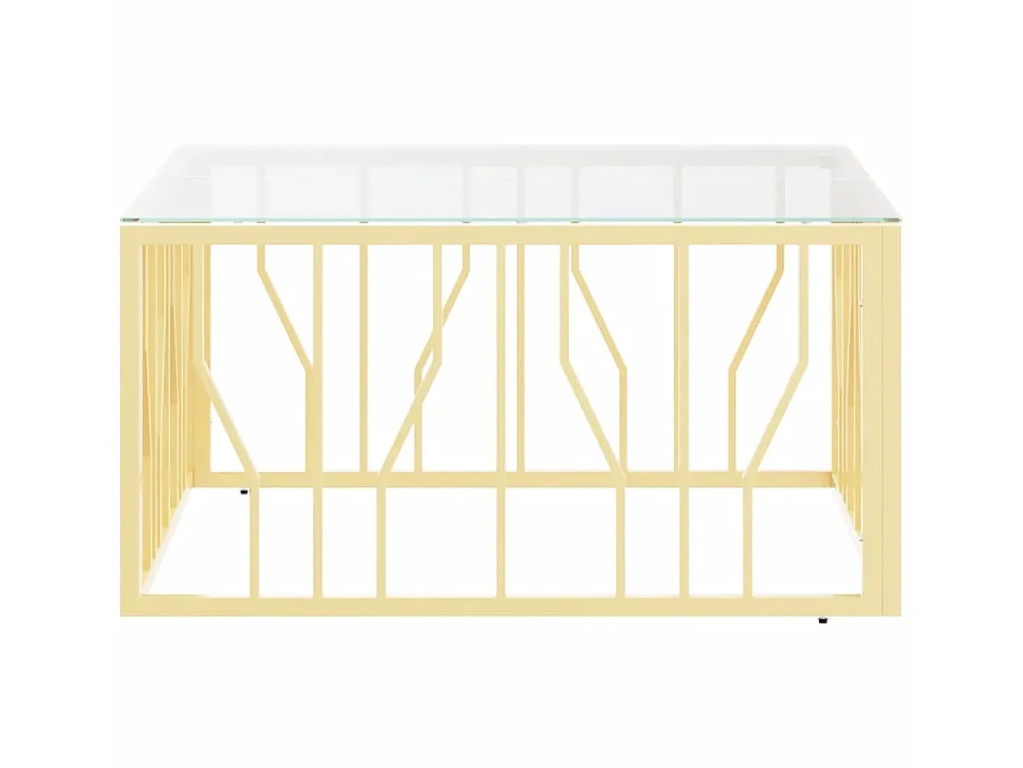 Mesa de centro 80x80x40 cm aço inoxidável e vidro dourado PT537770