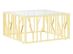Mesa de centro 80x80x40 cm aço inoxidável e vidro dourado PT537770
