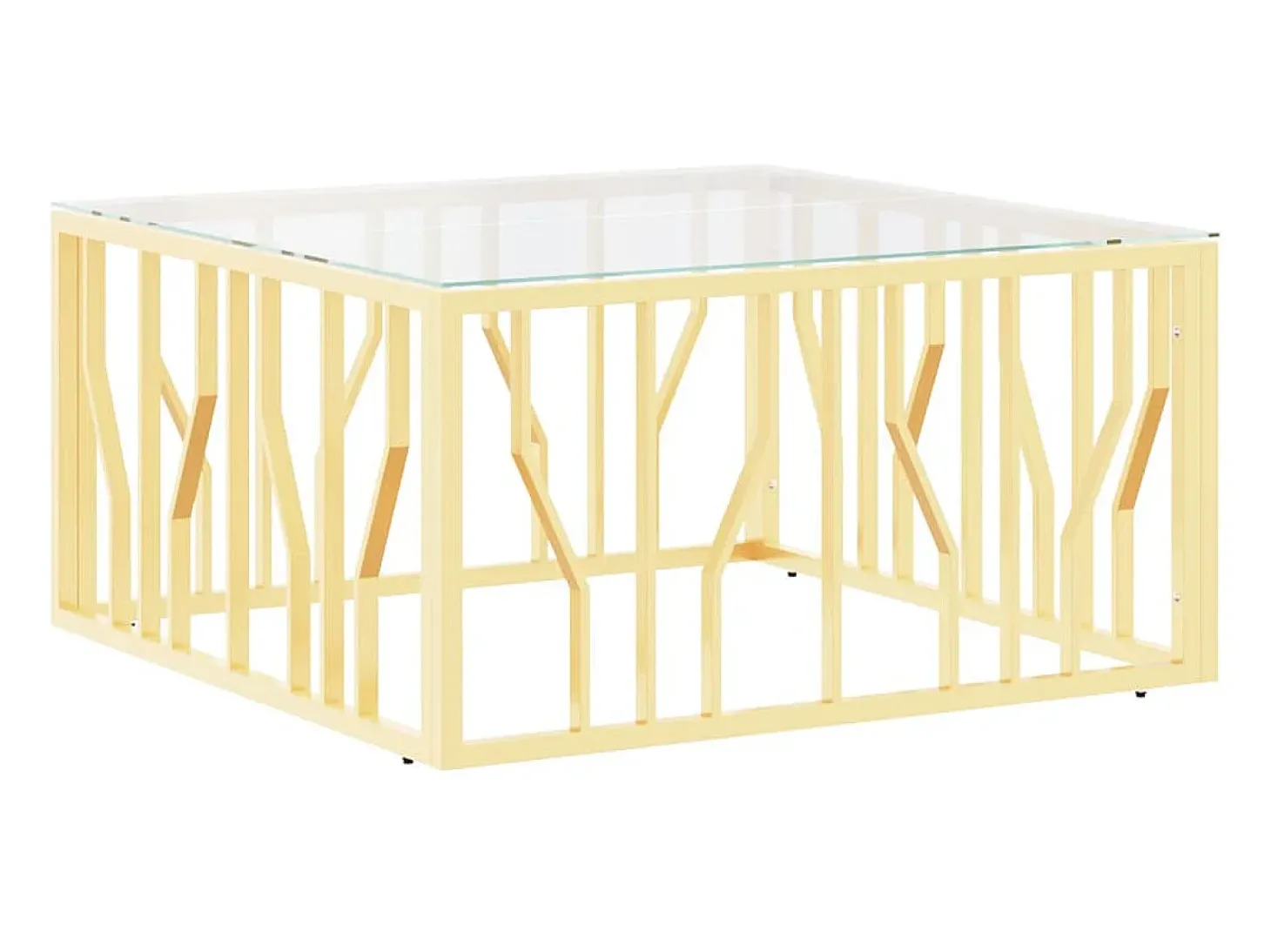 Mesa de centro 80x80x40 cm aço inoxidável e vidro dourado PT537770