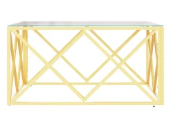 Mesa de centro 80x80x40 cm aço inoxidável e vidro PT953814