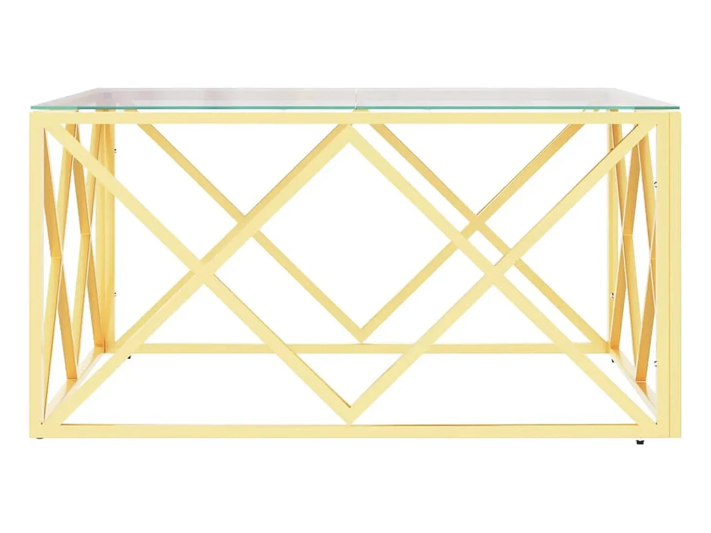 Mesa de centro 80x80x40 cm aço inoxidável e vidro PT953814