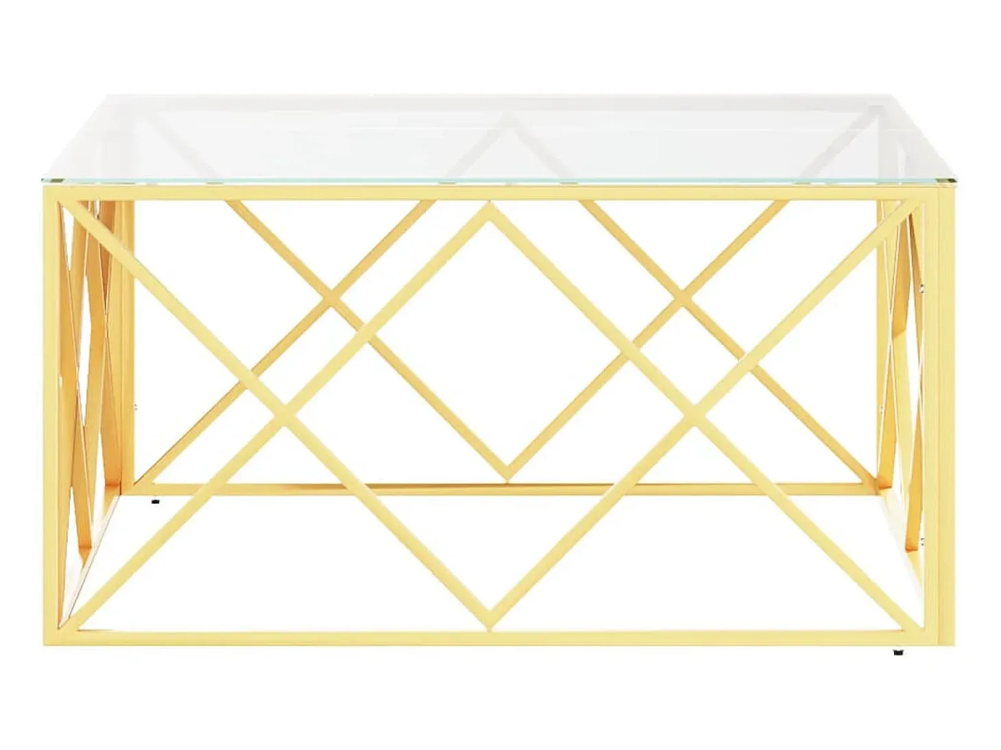 Mesa de centro 80x80x40 cm aço inoxidável e vidro PT953814