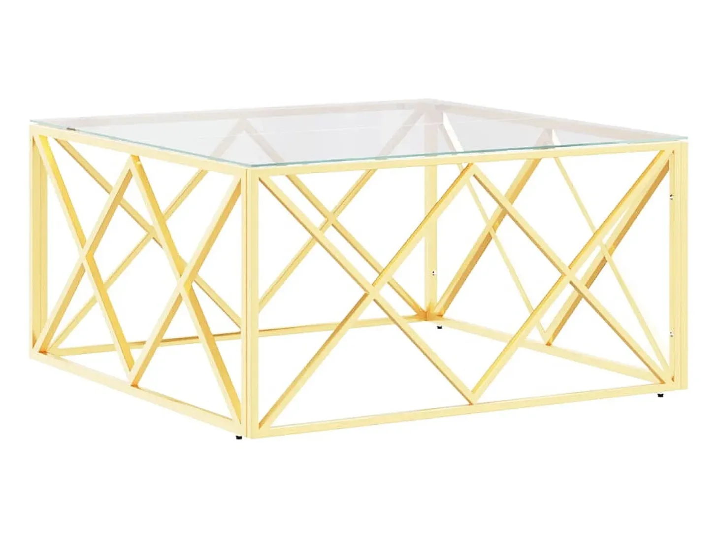 Mesa de centro 80x80x40 cm aço inoxidável e vidro PT953814