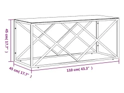 Mesa de centro 110x45x45 cm aço inoxidável e vidro