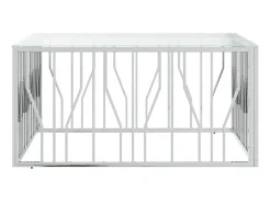 Mesa de centro 100x100x50 cm aço inoxidável e vidro PT190380