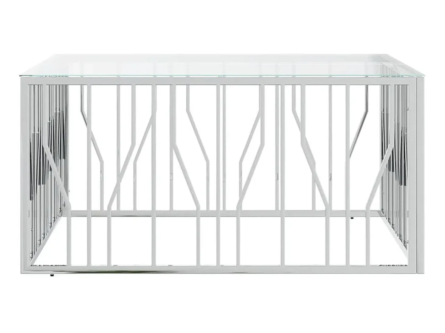 Mesa de centro 100x100x50 cm aço inoxidável e vidro PT190380