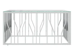 Mesa de centro 100x100x50 cm aço inoxidável e vidro PT190380