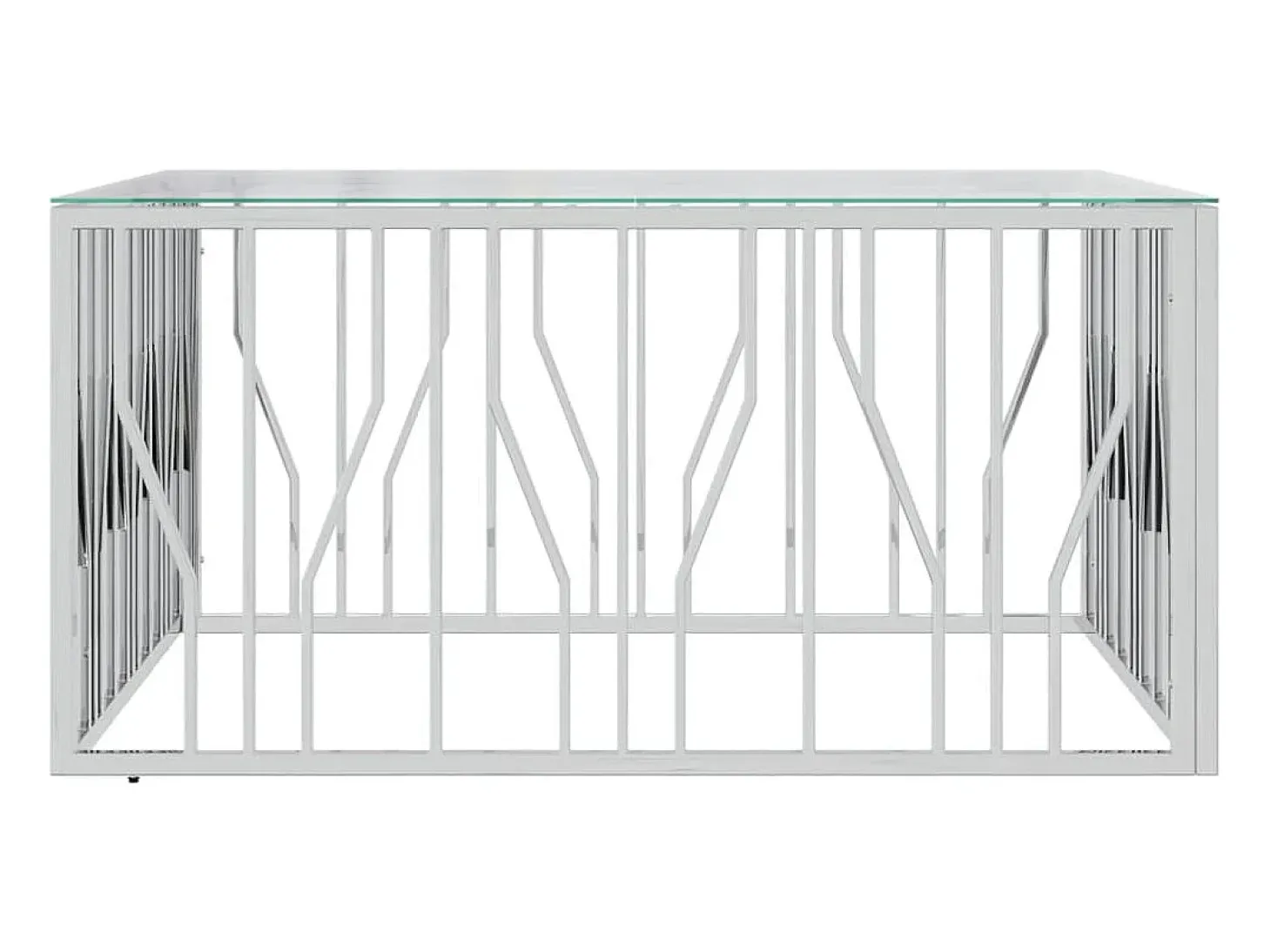 Mesa de centro 100x100x50 cm aço inoxidável e vidro PT190380